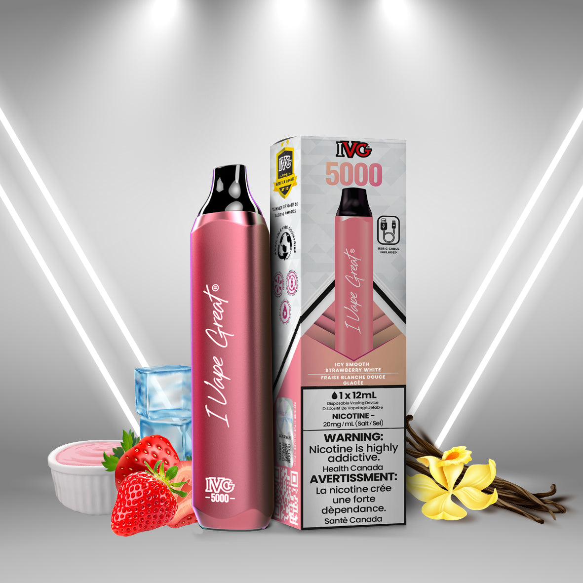 IVG 5000 | Creamy Strawberry Vanilla Ice | Disposable Vape on Sale | IVG Official Store IVG Canada IVG 5000 | Creamy Strawberry Vanilla Ice | Disposable Vape on Sale | IVG Official Store IVG Canada