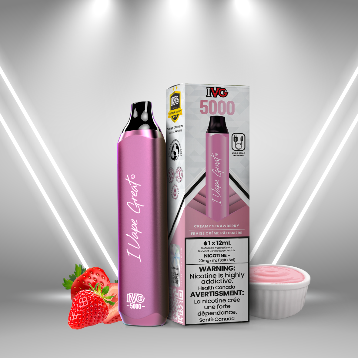 IVG 5000 | Strawberrilicious / Creamy Strawberry | Disposable Vape on Sale | IVG Official Store IVG Canada IVG 5000 | Strawberrilicious / Creamy Strawberry | Disposable Vape on Sale | IVG Official Store IVG Canada
