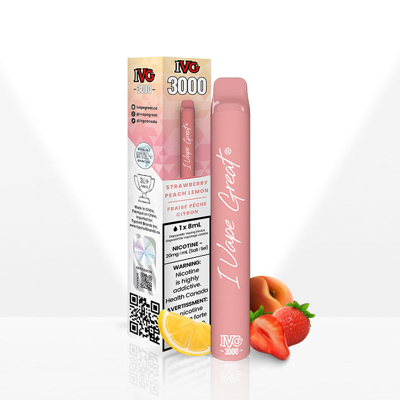 peach vape disposable IVG 3000 | Strawberry Peach Lemon