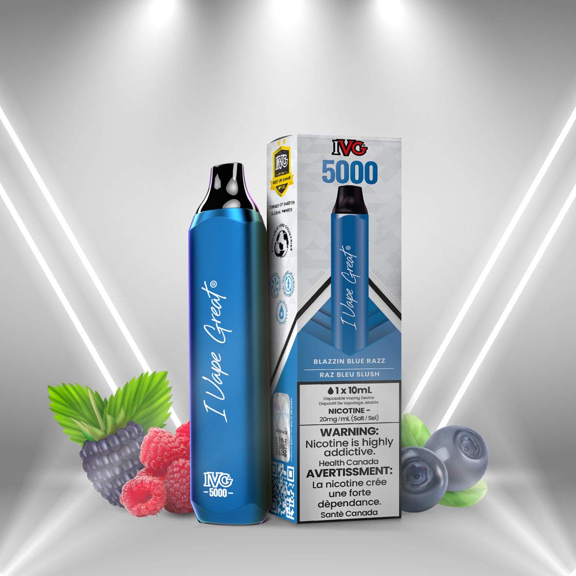 IVG 3000 Blazzin Blue Razz Disposable Vape - iVapeGreat