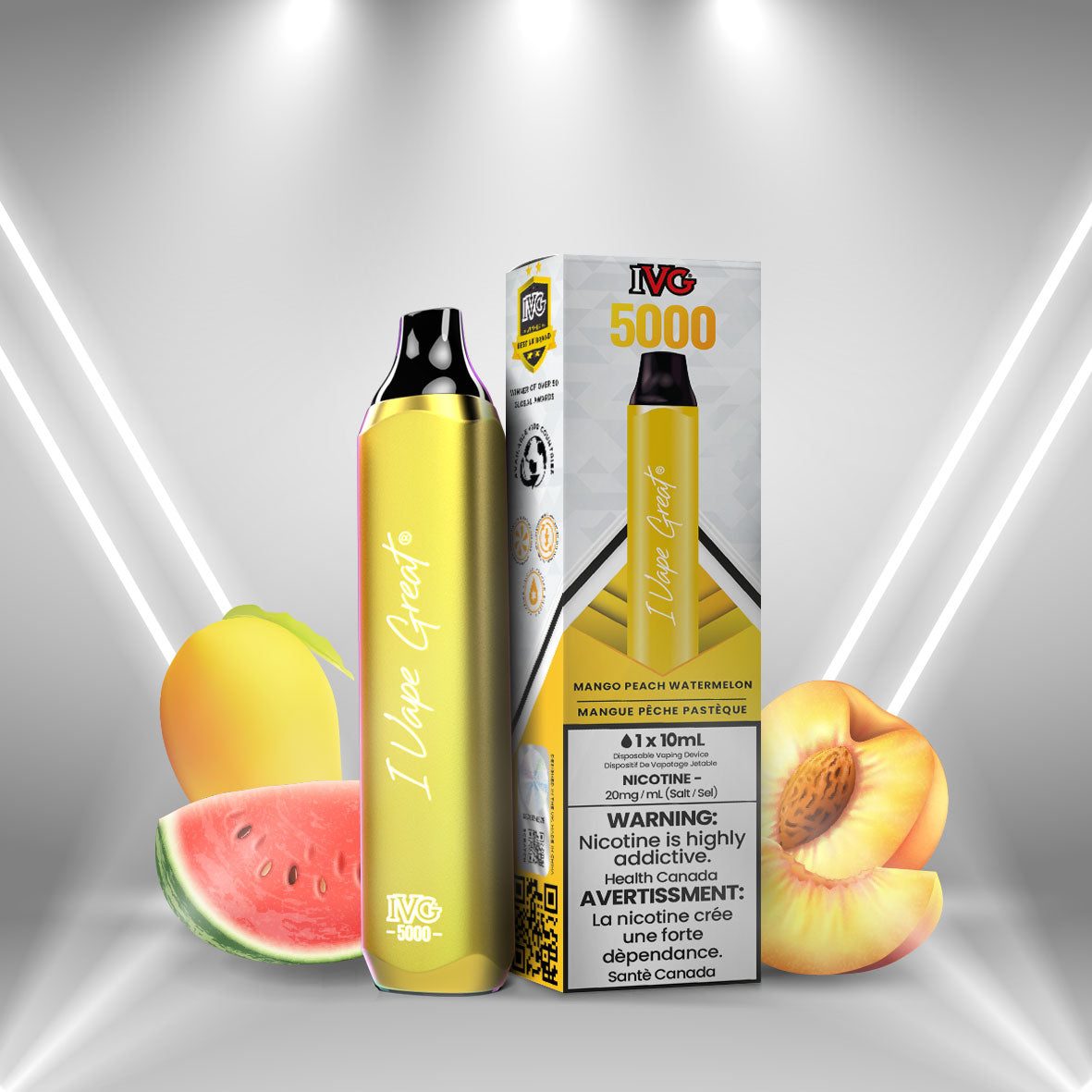 IVG 3000 Mango Peach Watermelon Disposable Vape - iVapeGreat