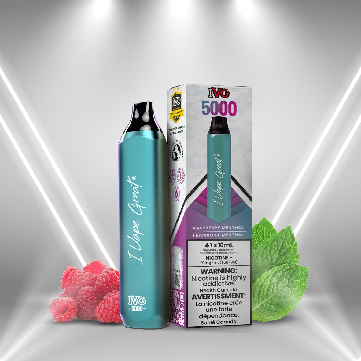 IVG 3000 Raspberry Menthol Disposable Vape - iVapeGreat