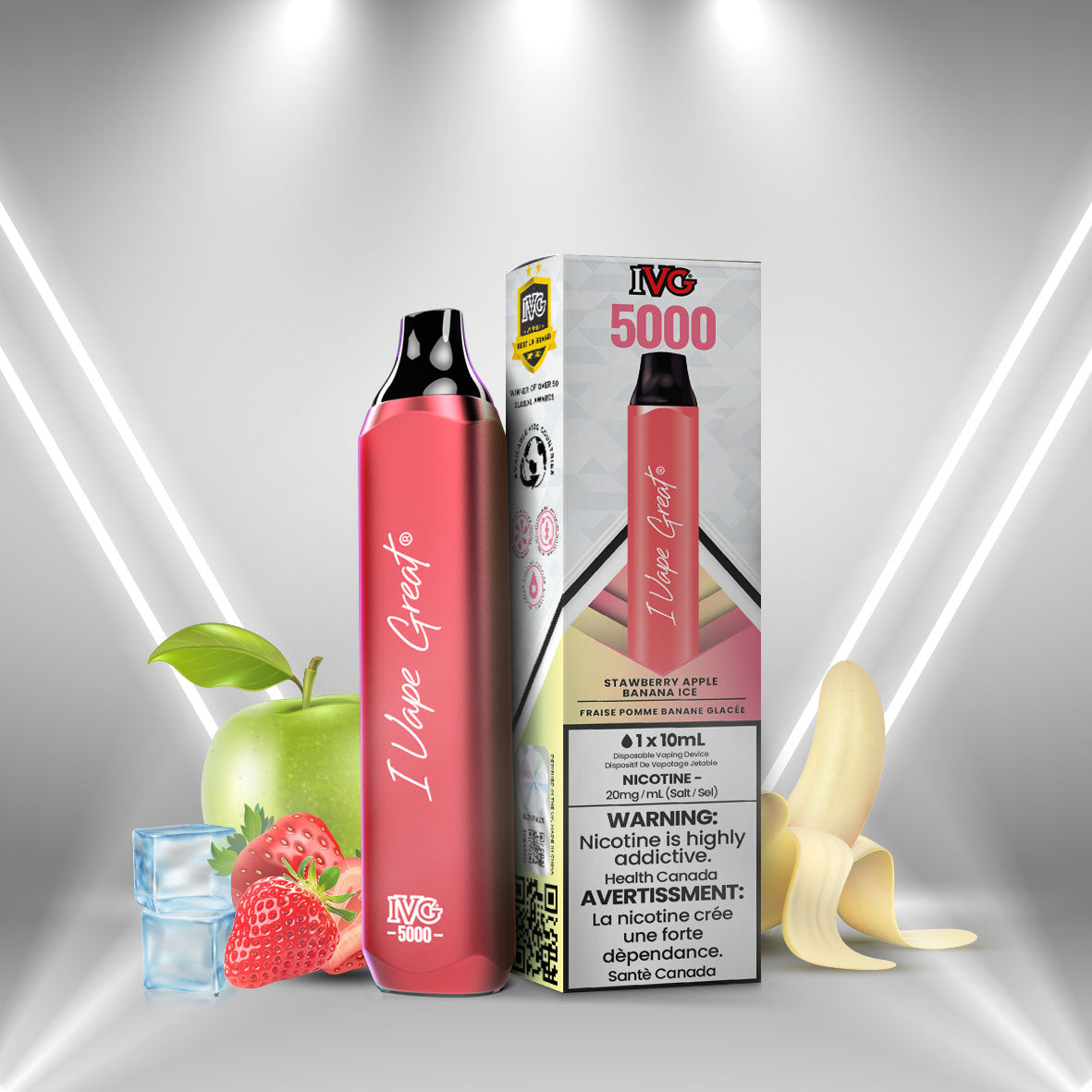 IVG 3000 Strawberry Apple Banana Ice Disposable Vape - iVapeGreat