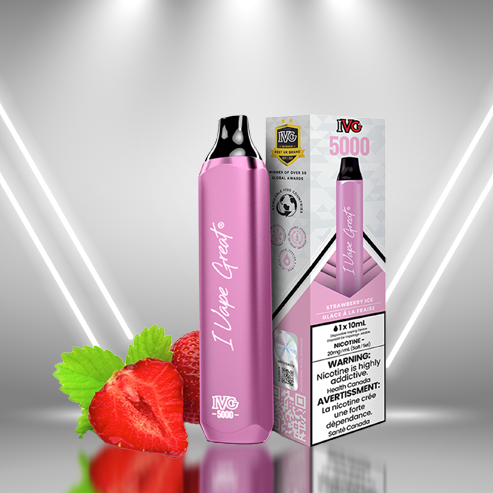 IVG 3000 Strawberry Ice Disposable Vape - iVapeGreat