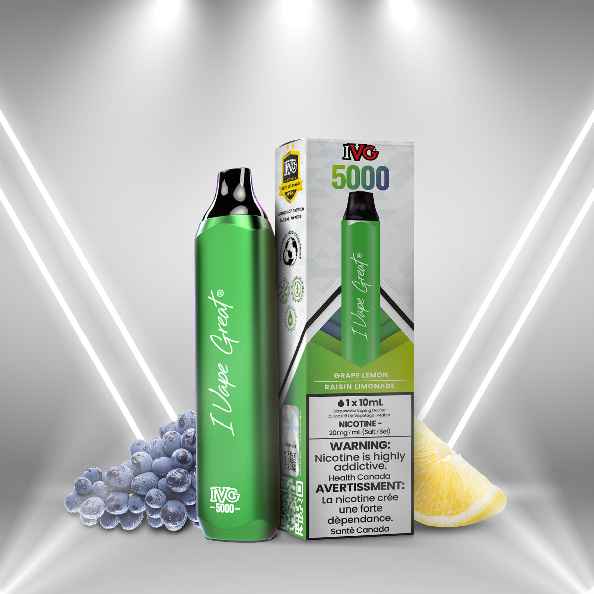 IVG 3000 Grape Lemon Disposable Vape - iVapeGreat